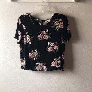 Black floral shirt